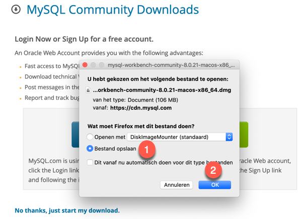 macOS MySQL Community Downloads Workbench Als bestand opslaan